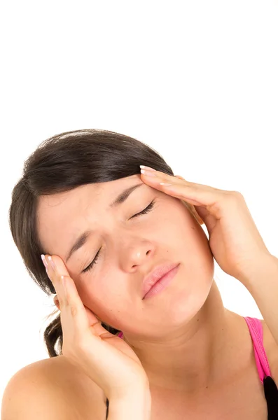 Young beautiful woman with headache — Stock Photo, Image