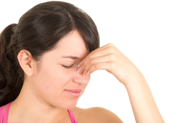 Young beautiful woman with headache — Stock Photo, Image