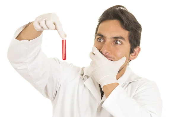 Лаборант-лаборант, ученый, доктор, держит пробирку — стоковое фото