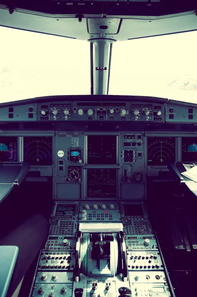 Cockpit view of airplane interior — Stock Photo, Image