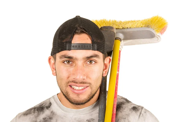 Young muscular latin cleaner — Stock Photo, Image