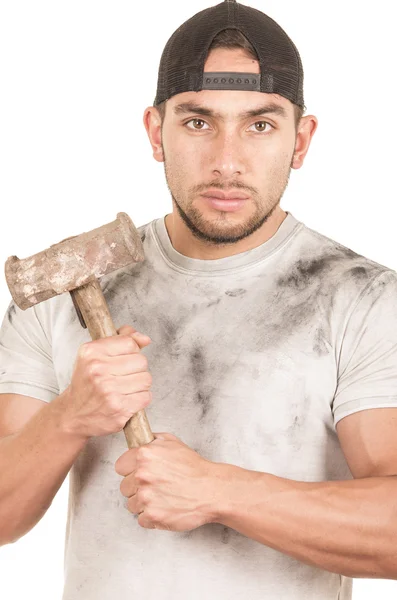 Young muscular latin construction worker — Stock Photo, Image