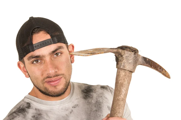 Young muscular latin construction worker — Stock Photo, Image