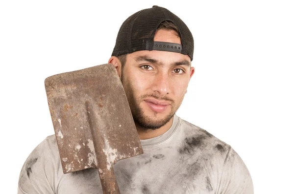 Young muscular latin construction worker — Stock Photo, Image