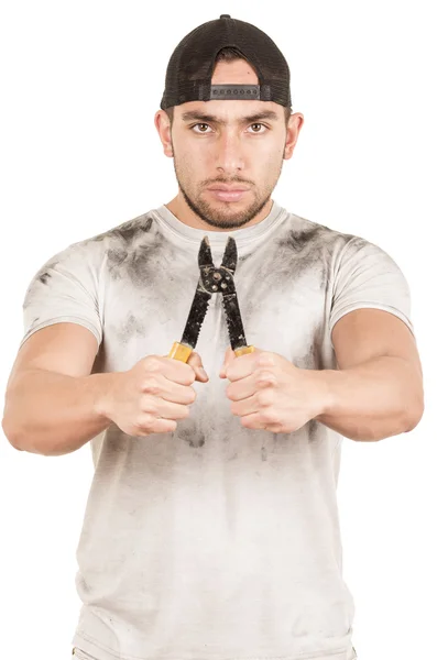 Young muscular latin construction worker — Stock Photo, Image