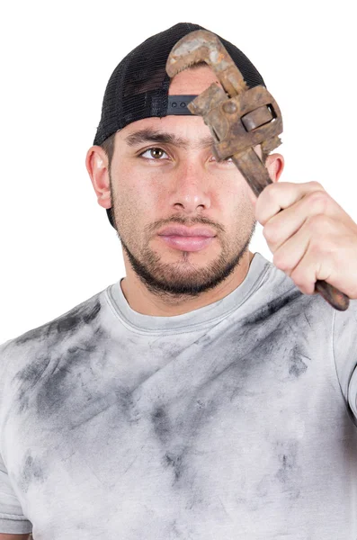 Joven musculoso trabajador de la construcción latina —  Fotos de Stock