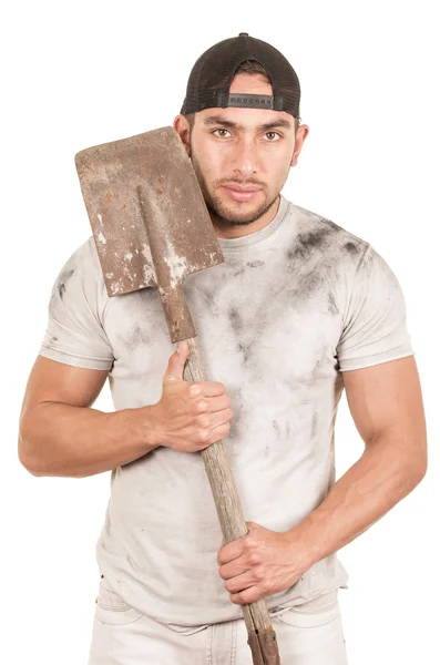 Young muscular latin construction worker — Stock Photo, Image