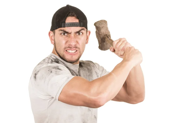 Young muscular latin construction worker — Stock Photo, Image