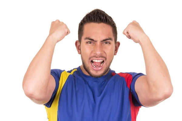 Fútbol feliz fútbol fan viendo juego — Foto de Stock