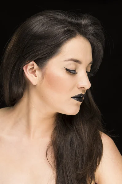 Beautiful young woman wearing goth makeup — Stock Photo, Image