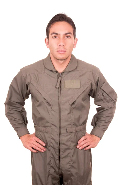 Schöner junger männlicher Pilot in Uniform — Stockfoto