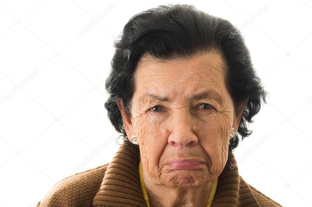 portrait of old cranky woman grandmother