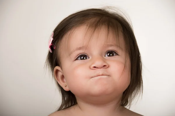 Portrait of adorable brunette baby girl — Stock Photo, Image