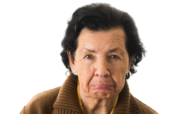 Ritratto di vecchia donna irritabile nonna — Foto Stock