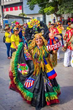 Colombias en önemli folklor kutlama, Carnival Barranquilla, Kolombiya ile renkli ve ayrıntılı kostüm performans katılmak