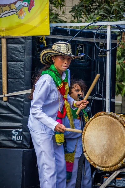 Performers with colorful and elaborate costumes participate in Colombias most important folklore celebration, the Carnival of Barranquilla, Colombia — Stock Photo, Image