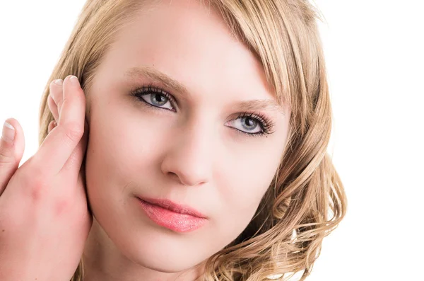 Face closeup of beautiful young woman model — Stock Photo, Image
