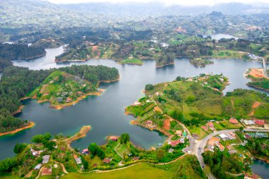 Guatape: Antioquia, Colombia, havadan görünümü