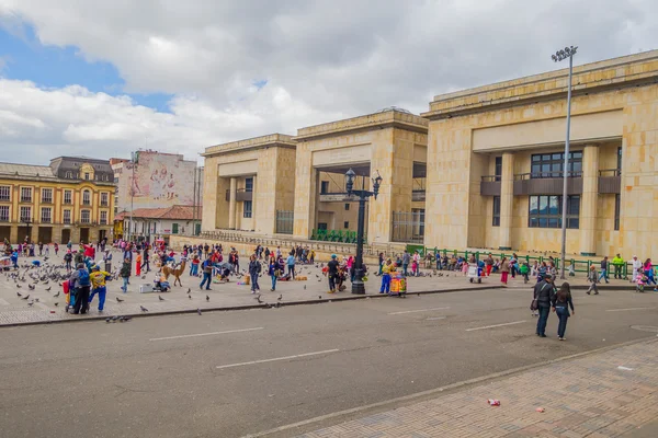 Pałac Sprawiedliwości kulturalnej i zabytkowej scenie w Plaza Bolivar, Bogota, Kolumbia — Zdjęcie stockowe