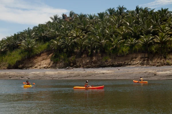 Turister kajakpaddling i Mompiche beach och Portete island, Esmeraldas, Ecuador — Stockfoto