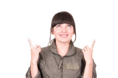 beautiful young female pilot wearing uniform