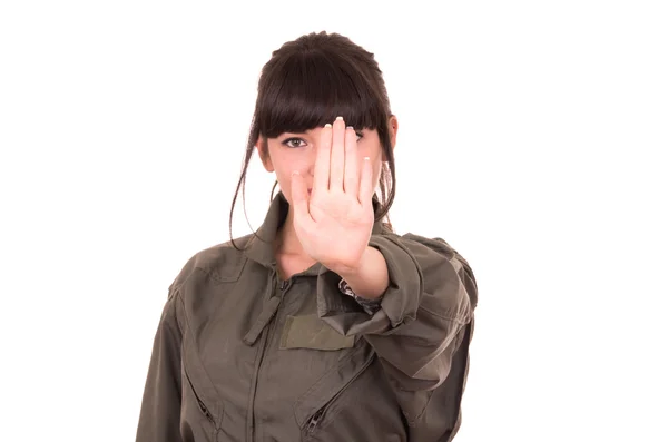 Hermosa joven piloto vistiendo uniforme — Foto de Stock