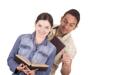 Neşeli mutlu çekici öğrenciler kitap birkaç