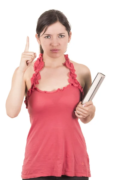 Bella giovane insegnante femminile in possesso di libro — Foto Stock