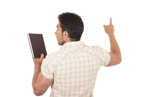 Young handsome male teacher holding notebook — Stock Photo, Image