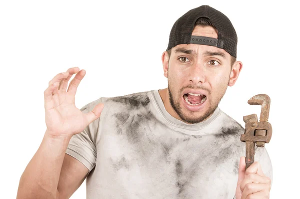 Young muscular latin construction worker — Stock Photo, Image