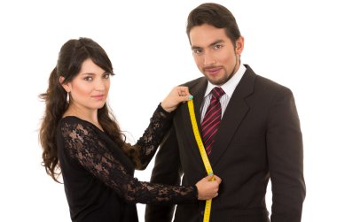 istemci önlemlerin alarak genç kadın terzi tasarımcı