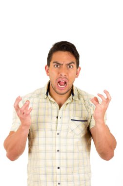 genç yakışıklı İspanyol adam öfke ifade