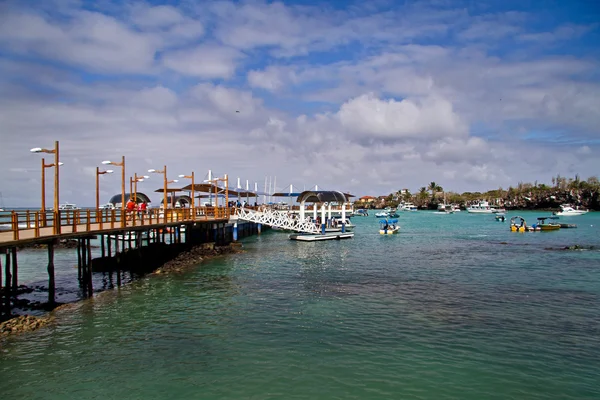 Sonniger tag im hafen der schönen insel santa cruz, galapagos — Stockfoto