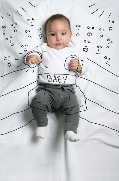 Lindo bebé niño decorado como un boxeador — Foto de Stock