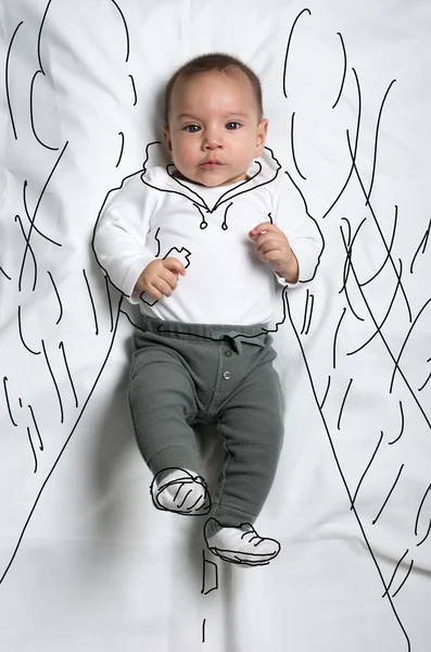 Lindo bebé niño decorado como un corredor — Foto de Stock