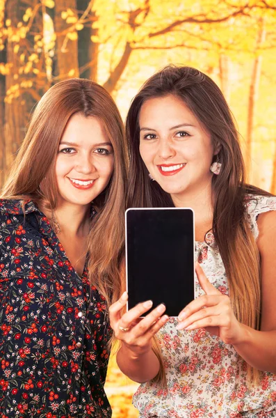 Schöne junge trendige Mädchen mit Tablet — Stockfoto