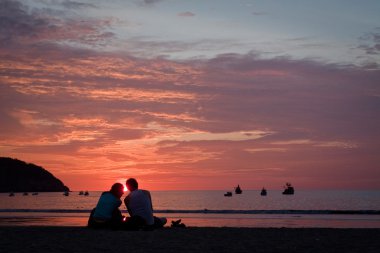 Şaşırtıcı günbatımı nefes kesen manzarası güzel Beach, Manabi, Ecuador