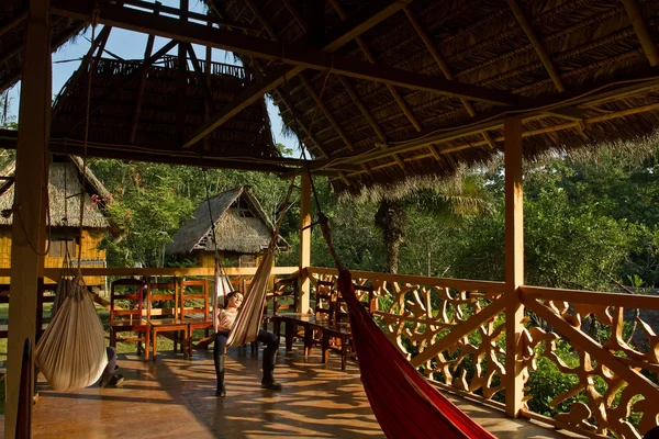 Ecological lodge in amazon rainforest, Yasuni National Park, Ecuador Royalty Free Stock Photos