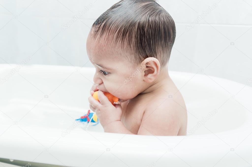 Cute baby boy in the bathtub