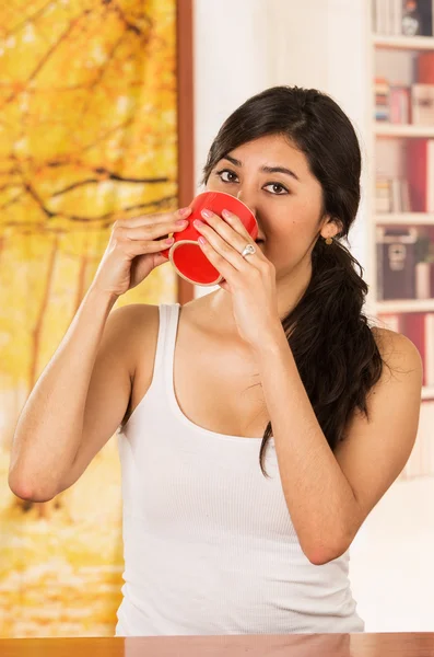 Early morning model coffee — Stock Photo, Image