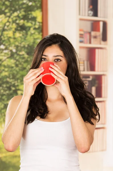 Early morning model coffee — Stock Photo, Image