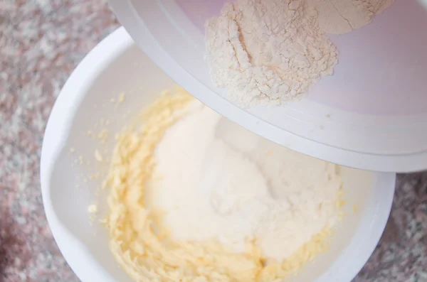 Flour in dough — Stock Photo, Image