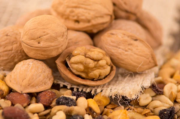 Nuts mixed display — Stock Photo, Image