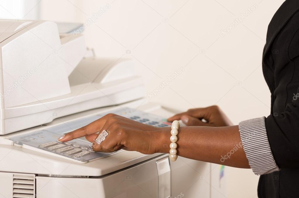 Office woman working copy machine
