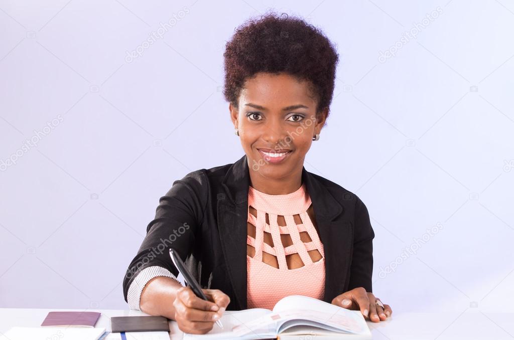 Black office woman working