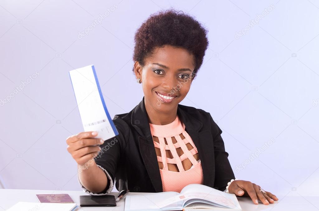 Black office woman working