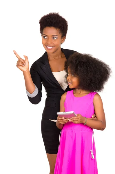 Black mother daughter posing happily — Stock Photo, Image