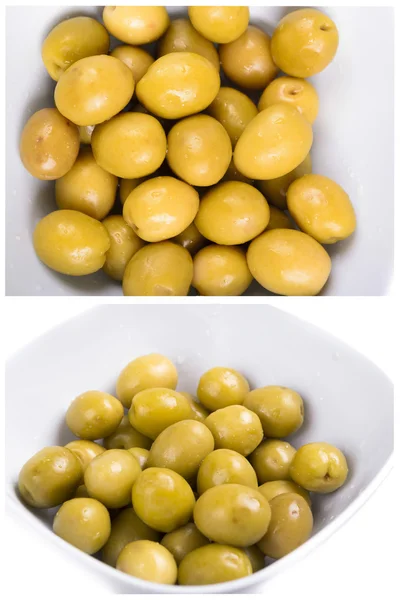 Olive verdi sottaceto in una ciotola — Foto Stock