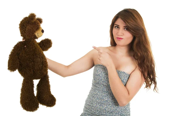 Jeune fille avec ours en peluche — Photo