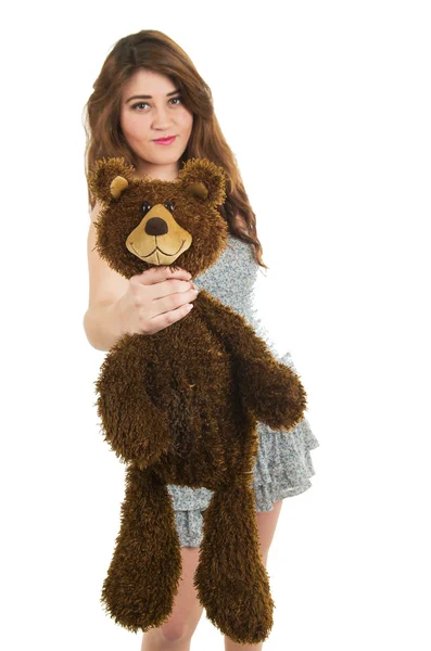 Young girl with teddy bear — Stock Photo, Image